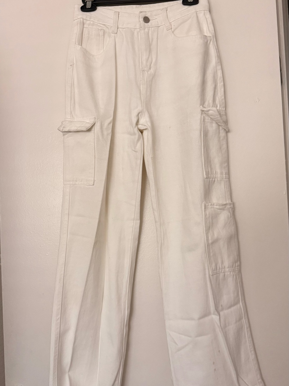 Women’s White Cargo Jeans - Straight Leg